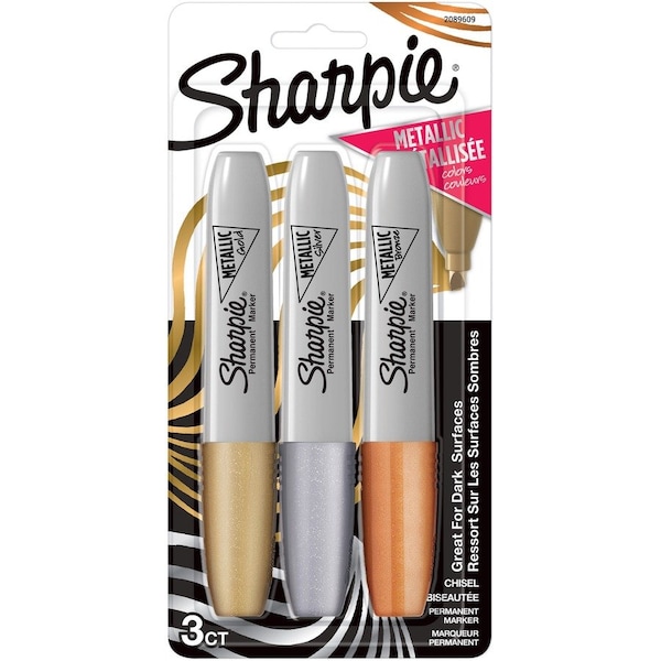 Sharpie Metallic Chisel Permanent Marker, PK3 2089609 - main