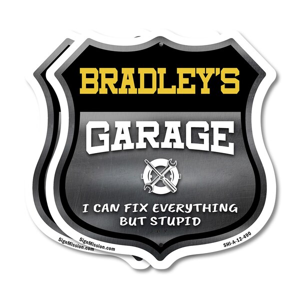 Signmission Bradley's Garage I Can Fix Everything But Stupid, 12 inch X 12 inch, Plastic Sign, 2PK SHI-P-2PACK-12-490-BRADLEY - main