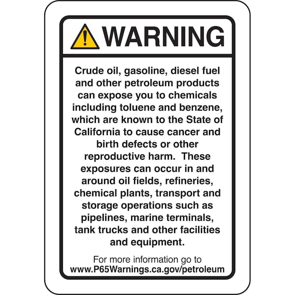 Brady Prop 65 Regulatory Sign Service Station 10 inch x 7 inch Polystyrene Black on White 150459 - main