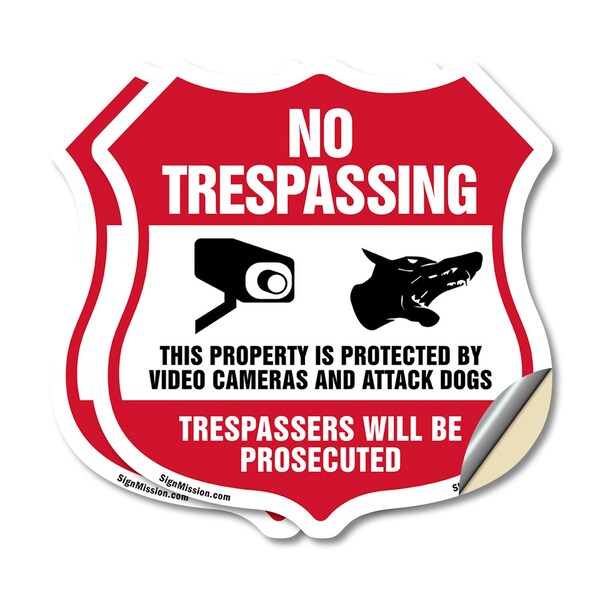 Signmission No Trespassing Shield Sign This Property, 4 inch X 4 inch, Vinyl Decal, 2PK SHI-D-2PACK-4-409 - main