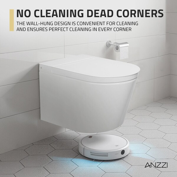 Anzzi Smart Space-Saving Wall-Hung Elongated Toilet in White with Soft-Close Seat, Easy-Clean Glaze TL-WH03-WH - main