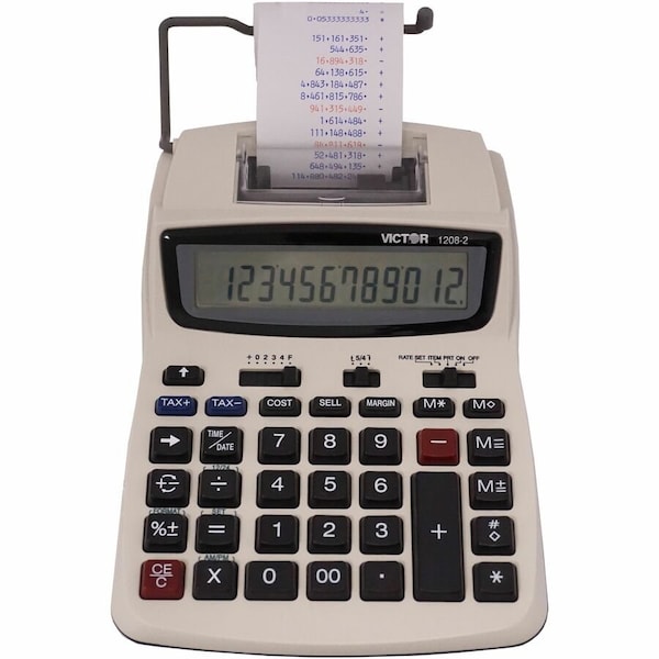 Victor Technology Victor 12-Digit Calculator, 2 Color Printing, 6in X 8-1/4in X 1-1/2in, White 12082 - main