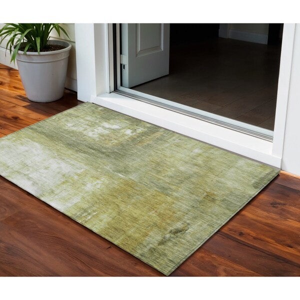 Homeroots 3' X 5' Sage Ivory And Brown Abstract Washable Indoor Outdoor Area Rug 603623 - main