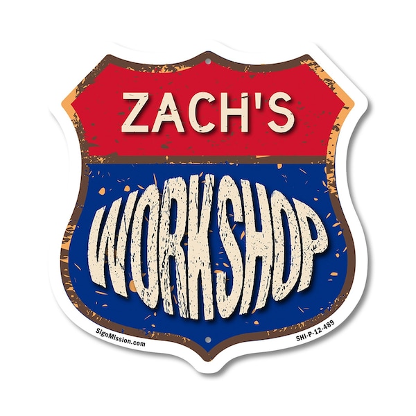 Signmission Zach's Workshop, 12 Inch X 12 Inch, Plastic Sign SHI-P-12-489-ZACH - main