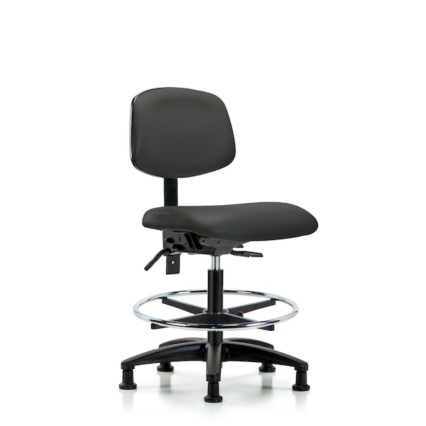 Blue Ridge Ergonomics Chair, Vinyl, Med Bench, Tilt CF Glides, Gry, No Arms, 22" to 29" Height, Charcoal BR-VMBCH-RG-T1-A0-CF-RG-8605 - main