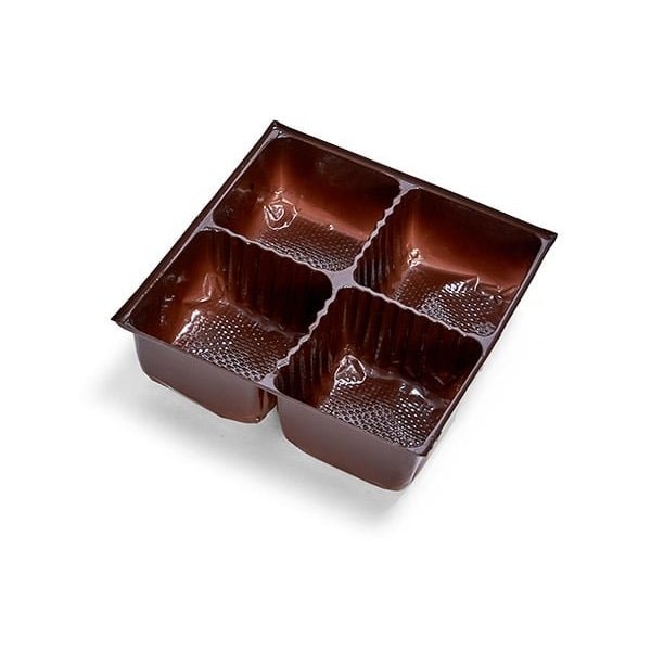 Nashville Wraps Brown 4 pc Strawberry Trays, 4 3/8x4 3/8x1 1/2, 50PK 50SB4 - main