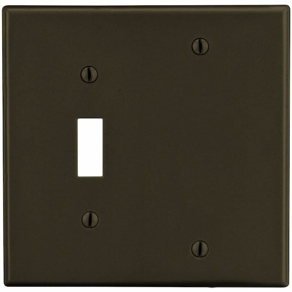 Hubbell Wiring Device-Kellems Wallplate, 2-Gang, 1) Toggle 1) Blank, Brown P113 - main