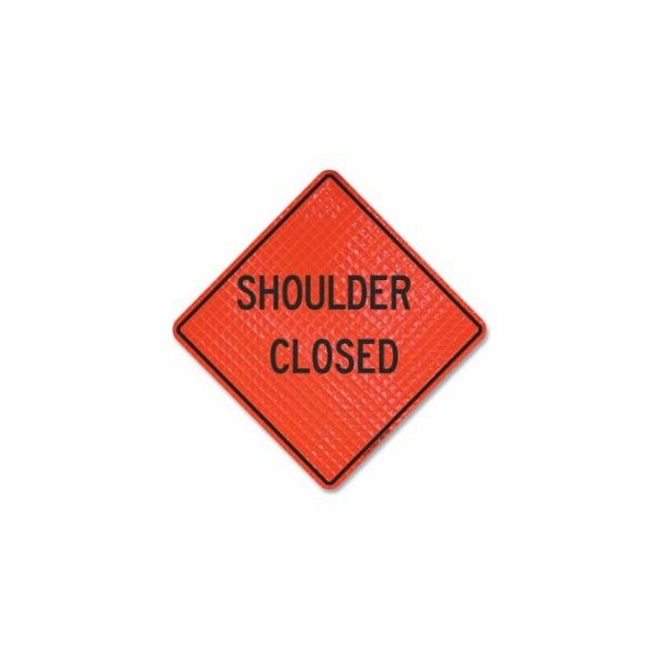 Cortina Safety Products Quadra Flex, Roll-Up Shoulder Closed Sign, Fluorescent, 48 in + 48 in 831-07-800-4882-L - main