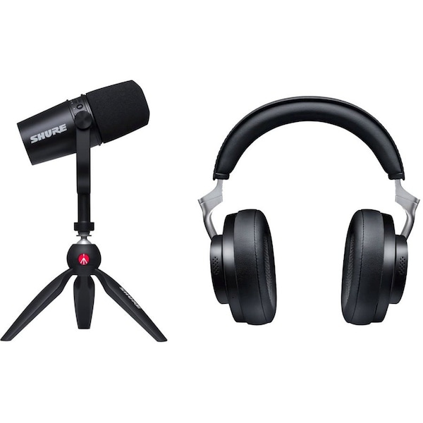 Shure DUAL-OUTPUT CARDIOID DYNAMIC MICROPHONE, INCLUDES ADJUSTABLE DESKTOP STAND, BLAC MV7+-K-BNDL - main