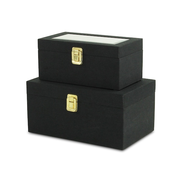 Homeroots 10" Black Solid Wood Box 489364 - main