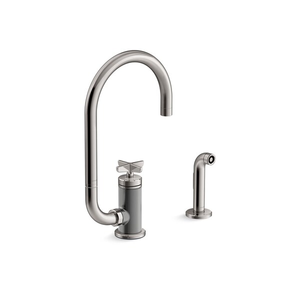 Kohler Billet Single-handle bar sink faucet with two-function extended-reach spout and side sprayer 28675-3-TT - main