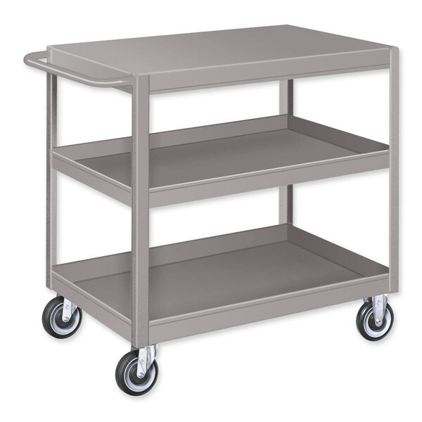 Pucel Flat Top Service Cart, 18 in W x 36 in D x 36 in H, 3 Shelves, Gray SCF-1836-3-C5 - main
