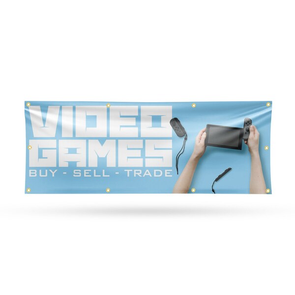 Signmission Video Games Buy Sell Trade, 36 Inch x 96 Inch, Vinyl Banner B-96-30916 - main