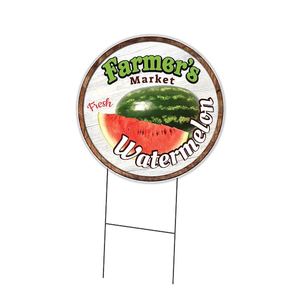 Signmission Farmers Market Watermelon Double Sided Corrugated Plastic Circle Yard, C-24-CIR-DS-WS-Watermelon C-24-CIR-DS-WS-Watermelon - main