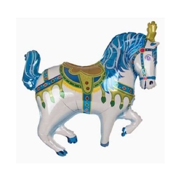 Loonballoon Blue Carousel Horse 39in. Circus Carnival Tent Merry Go Round Party Mylar Balloon B01FTXPCDM - main