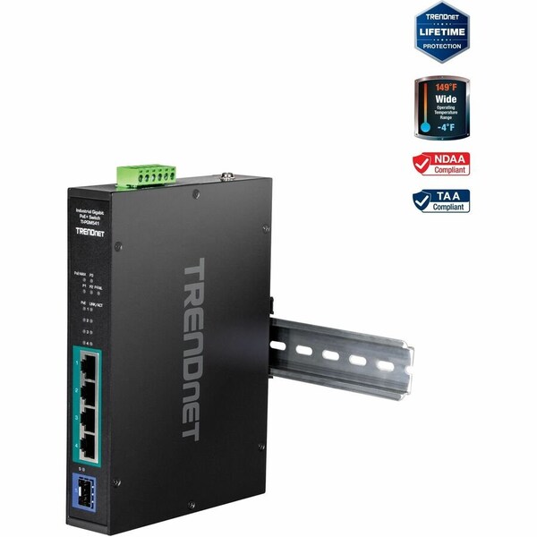 Trendnet 5-port Industrial Gigabit PoE+ DIN-Rail Switch -20 65 C -4 149 F TI-PGM541 - main