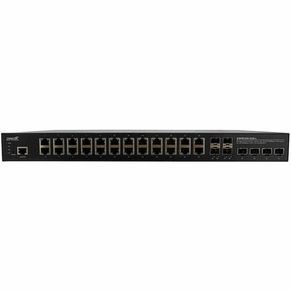 Transition Networks Managed Hardened PoE+ Switch, 24 10/100/1000Base-T PoE+, 4 100/1000 SFP, 4 1G/10G SFP+ SISPM1040-3248-L-NA - main