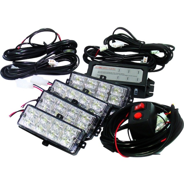 Race Sport (4) Led Grille Strobe Light Kit (White) RS-281-4LED-W - main