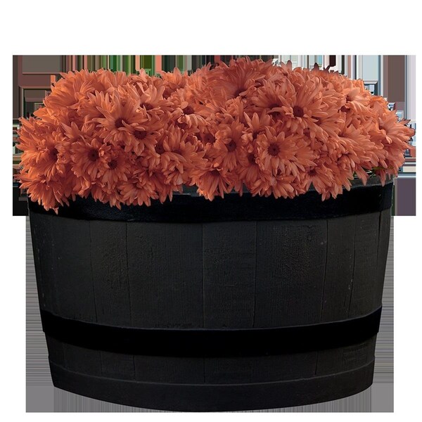 Superherostuff Polyethylene Whiskey Barrel Planter for Indoor or Outdoor Gardening, Black Color PA3178779 - main