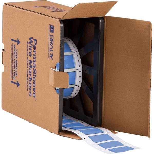Brady PermaSleeve HX Heat Shrink Double Sided Wire Marking Sleeves, Blue, 0.75 in. Dia x 2 in. W 2HX-750-2-BL - main