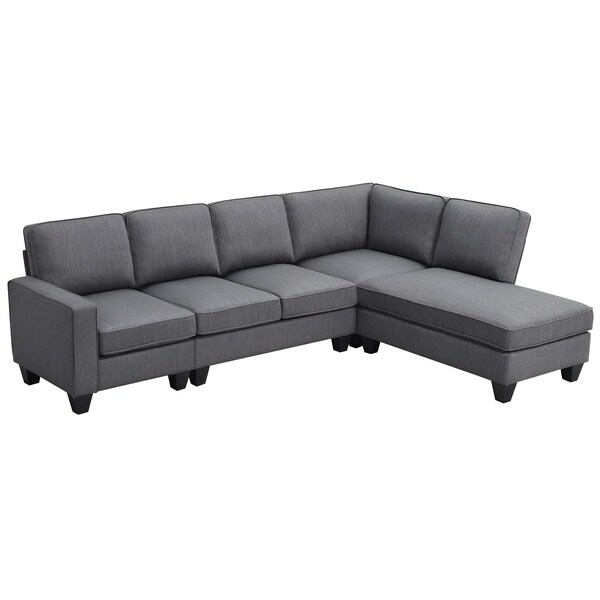 Homeroots 79" Dark Gray Fabric Modular Sleeper Sofa With Ottoman 568280 - main