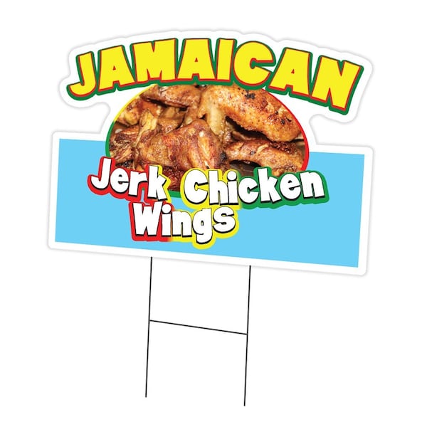 Signmission Jamaican Jerk Chicken Wings Die Cut Yard & Stake plastic, 1824-Jamaican Jerk Chicken Wings C-DC-1824-DS-Jamaican Jerk Chicken Wings19 - main
