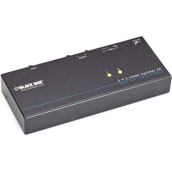 Black Box ENABLES HDMI VIDEO & AUDIO DISTRIBUTION FROM SOURCE TO DISPLAYS. ADVANCED EDID F VSP-HDMI1X2-4K - main
