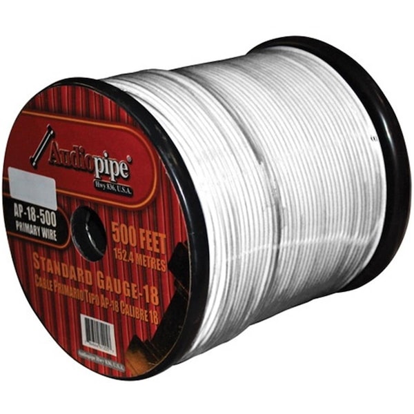 Audiopipe 18 Gauge 500 ft. Spool Car Audio Remote Wire White AP18500WH - main