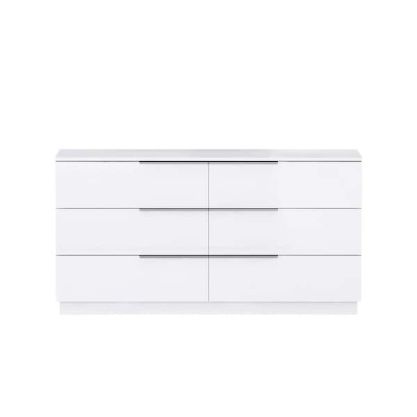 Homeroots 62" White Wood Six Drawer Double Dresser 714488 - main