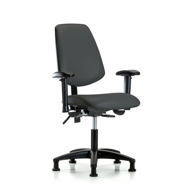 Blue Ridge Ergonomics Desk Chair Adjustable Arms, 18" to 23" Height, Vinyl, Charcoal BR-VDHCH-MB-RG-T1-A1-RG-8605 - main