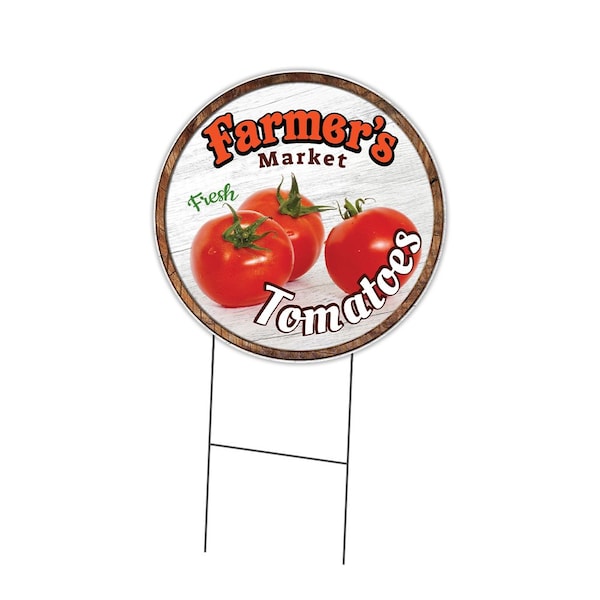 Signmission Farmers Market Tomatoes Double Sided Corrugated Plastic Circle Yard Sign, C-16-CIR-DS-WS- Tomatoes C-16-CIR-DS-WS- Tomatoes - main