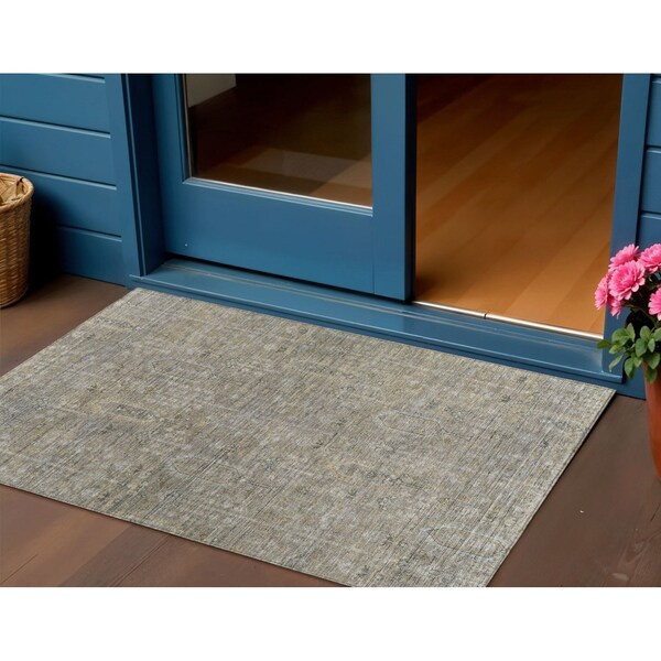 Homeroots 3' X 5' Taupe Gray And Beige Southwestern Washable Indoor Outdoor Area Rug 587092 - main