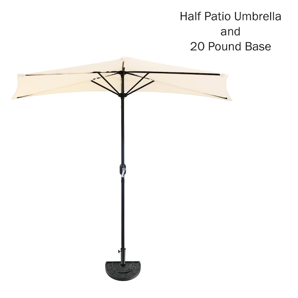 Pure Garden 9 Ft Semicircle Patio Umbrella with Base, Tan 50-145-TB - main