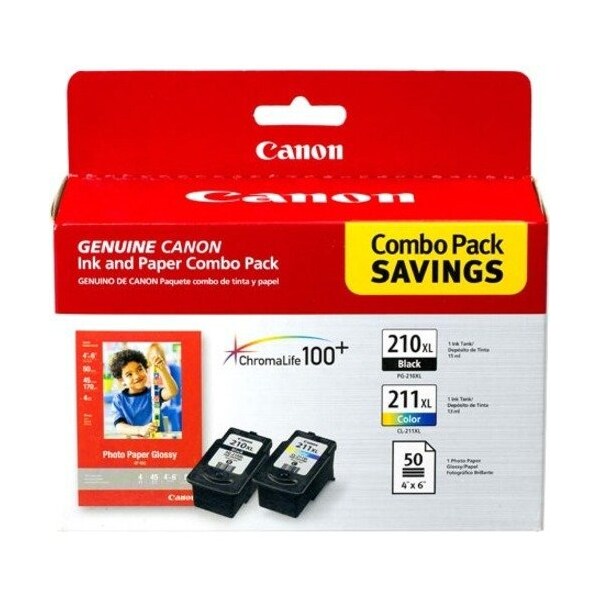 Canon Inkjet Printer Cartridges, 2973B004 2973B004 Pg-210Xl/Cl-211Xl With Photo Paper 2973B004 - main