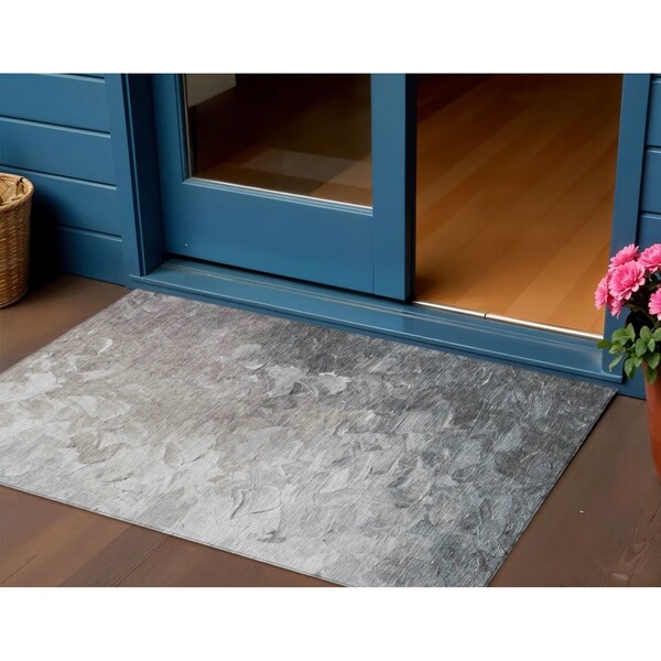 Homeroots 3' X 5' Taupe Brown And Silver Abstract Washable Indoor Outdoor Area Rug 617371 - main