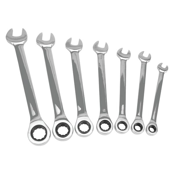 Performance Tool 7 pc. Metric Ratcheting Wrench Set, 72 Tooth Ratchet, CrV, Storage Rack W1092 - main