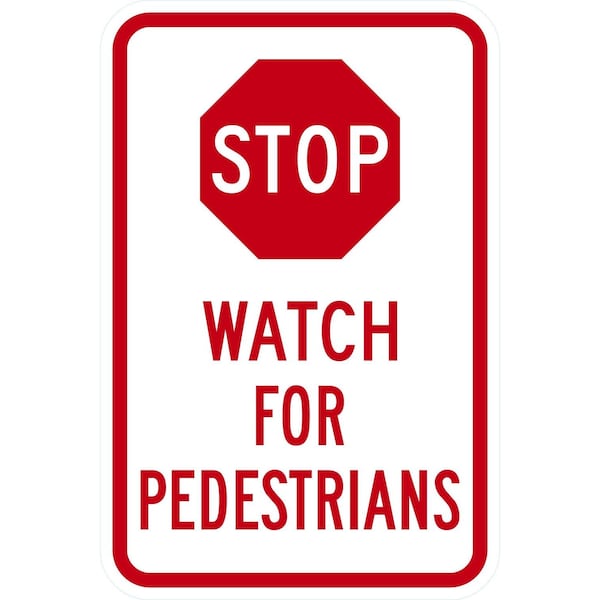 Lyle Stop Watch For Pedestrians, 12x18, High Intensity Prismatic, White G-4094-HI_12x18 - main