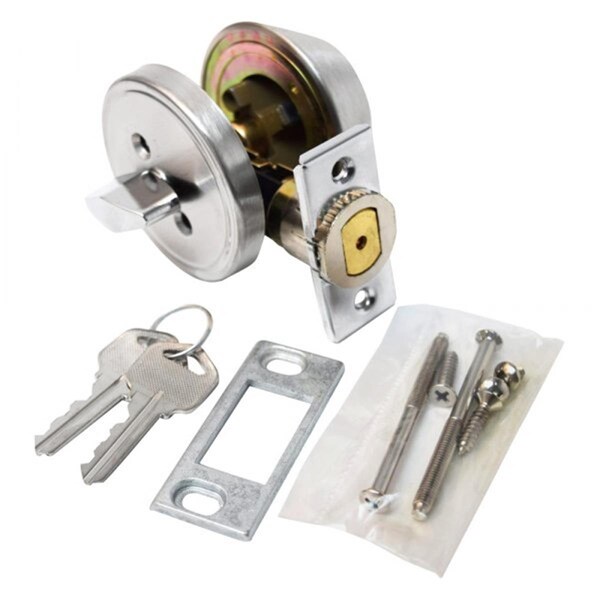 Backseat Standard Key Single Cylinder Door Lock with Deadbolt Stainless Steel Silver - Clam Shell BA1863555 - main