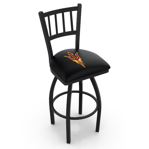 Holland Bar Stool Co 30" Blk Wrnkl Arizona State Swivel Bar Stool, Jailhouse Back, Pitchfork L01830ArizSt-F - main