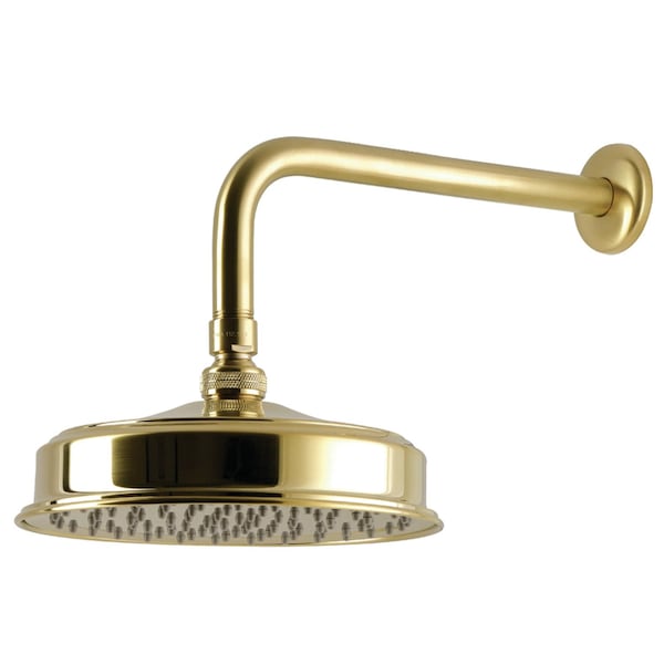 Kingston Brass 8" Round Raindrop Brass Shower Head with 12" Shower Arm, Brushed Brass K324K37 - main