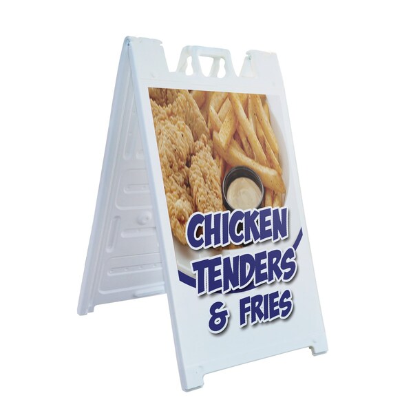 Signmission Chicken Tenders And Fries, A-Frame & 2 Decals Installed, Heavy-Duty Plastic Frame SBHD-D-2436-Chicken Tenders And Fries - main