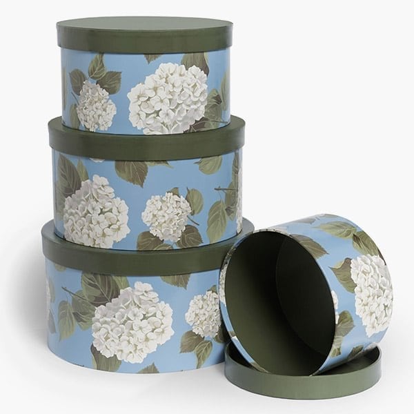 Nashville Wraps Hydrangea Blossoms Round NestedBoxes, Large 4 Piece Set NHB4HB - main