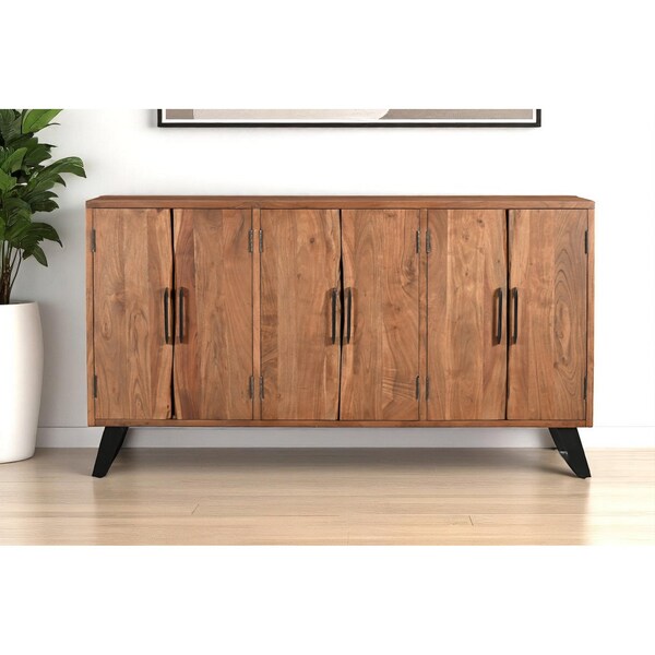 Homeroots 69" Brown Solid Wood Live Edge Sideboard with Six Doors 634312 - main