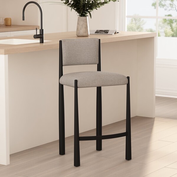 Manhattan Comfort Lennor Metal Boucle Counter Stool in Champagne CS1529-1 - main