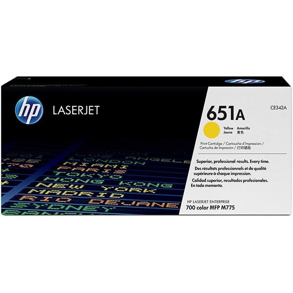 Hp 651A Yellow Original LaserJet Toner Cartridge, 16,000 Yield CE342A - main