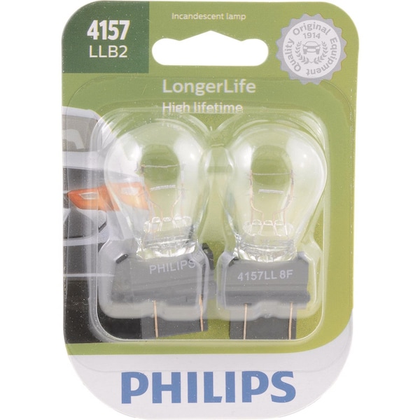 Philips LongerLife Incandescent Parking/Stop/Tail/Turn Miniature Automotive Bulb 4157LLB2 - main