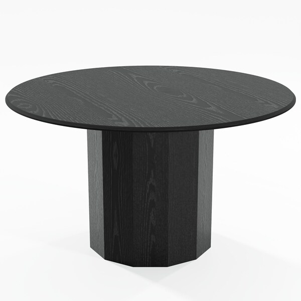 Homeroots 52" Black Solid Wood Pedestal Base Round Top Dining Table 721053 - main