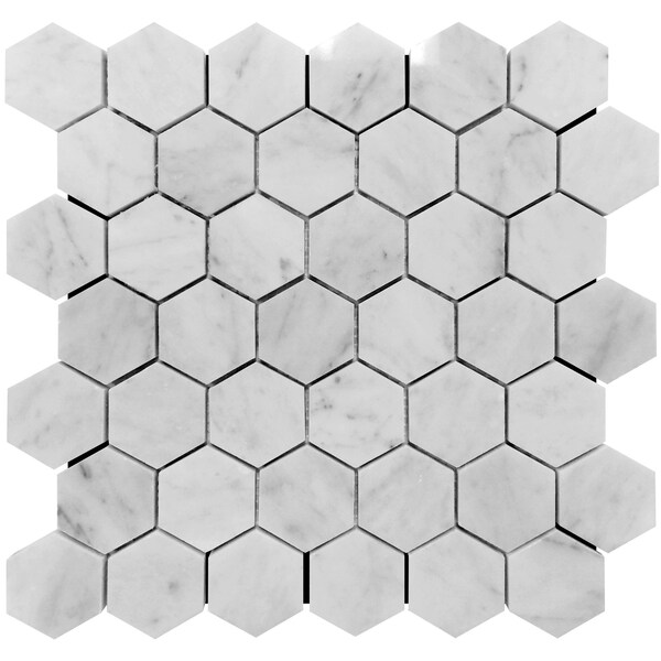 Apollo Tile White 12x12 Bianco Carrara Marble Polished Floor and Wall Mosaic Tile 4.83 sqft/case, 5PK APLKB88G03PA - main