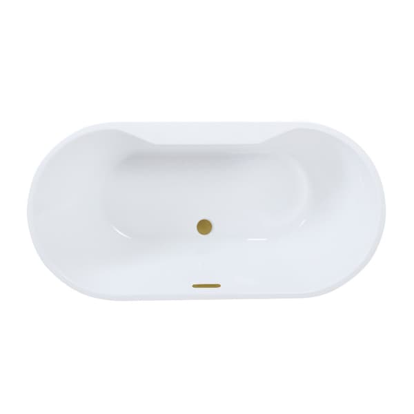Kingston Brass 55" Acrylic Oval Double Ended Freestanding Tub with Drain, Glossy White/Brushed Brass VTDE552823C427 - main