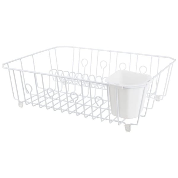 Simple Spaces Dish Drainer with Cutlery Basket, 20 lb Capacity, 18 in L, 13-1/2 in W, 5-1/2 in H, Steel JI-25W-3L - main